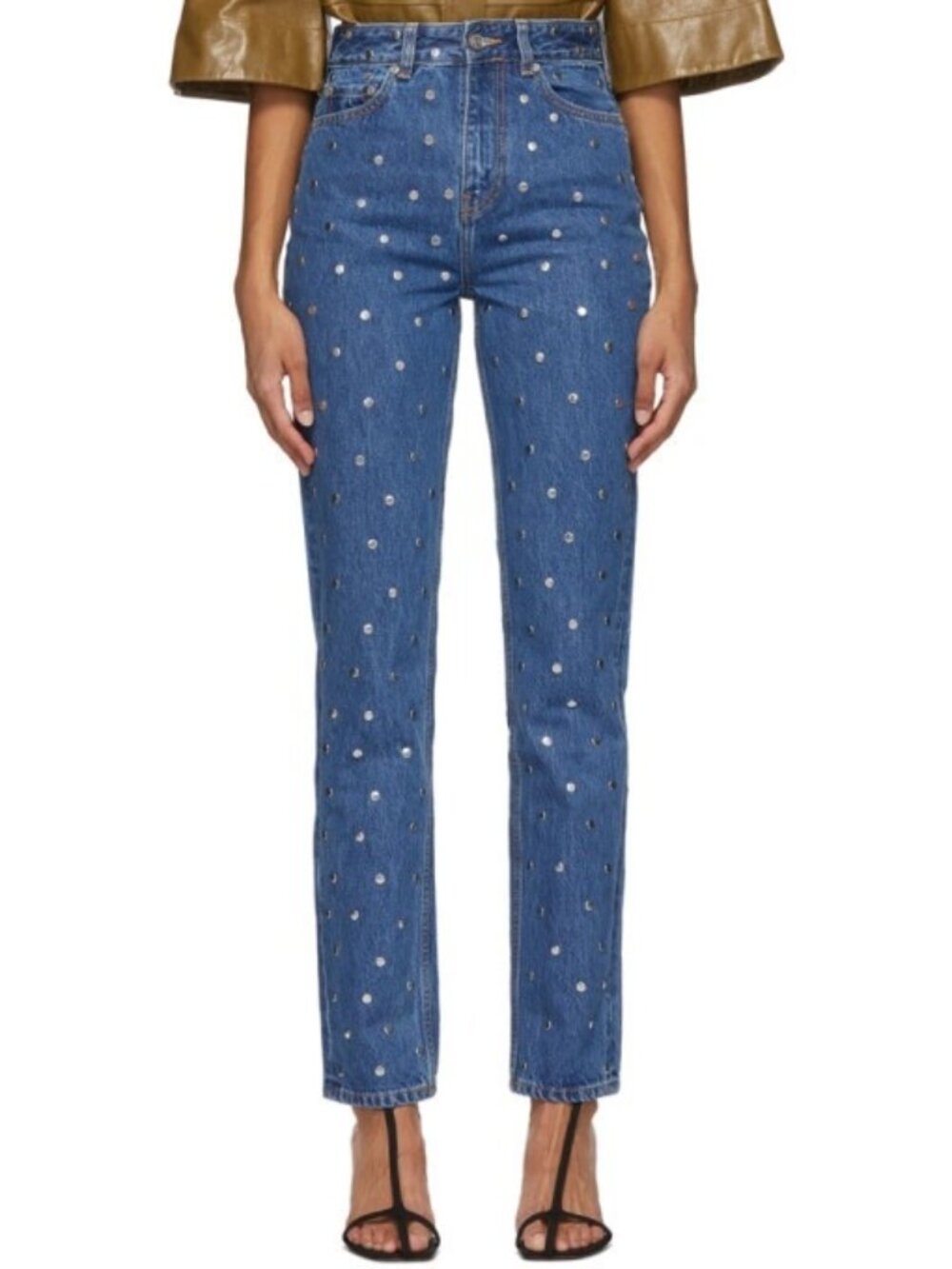 GANNI High-Rise Straight Leg Studded Jeans – Size 26